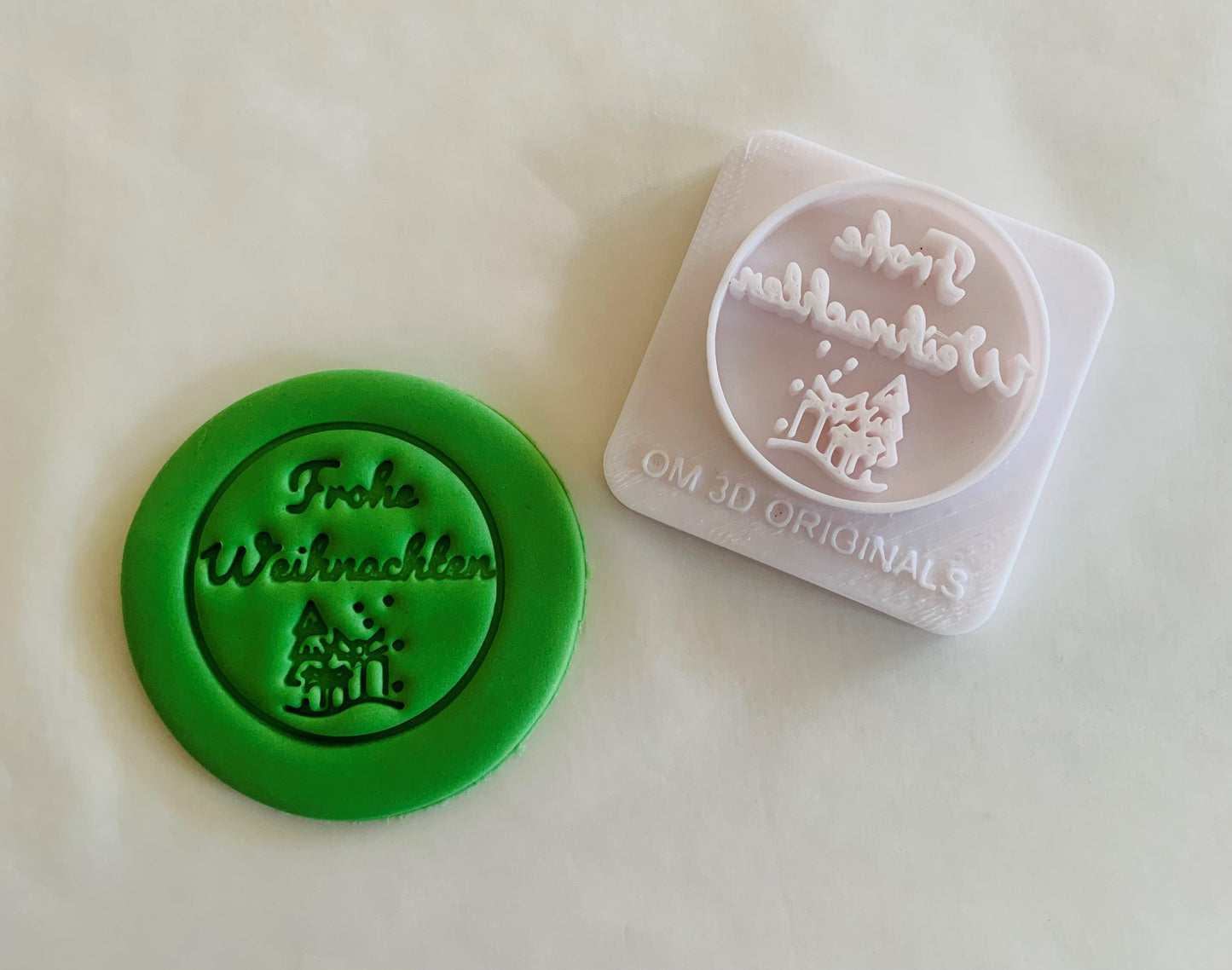 Christmas Themed Embossing Stamp GERMAN -  Frohe Weihnachten